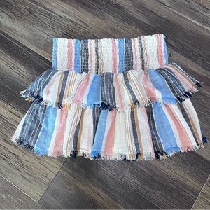 Aerie tiered smocked striped colorful skirt women's Medium EUC pull-on